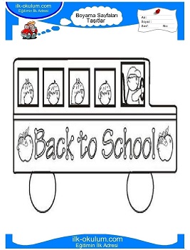 Çocuklar İçin Okul-Servisi Boyama Sayfaları 